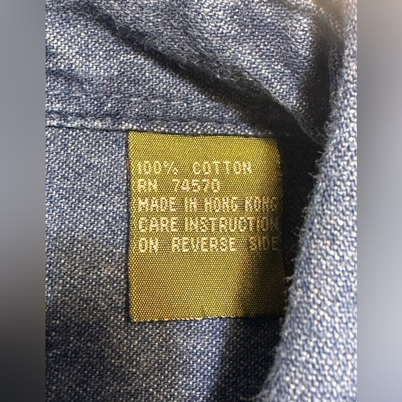 Cinch EUC Denim Mens Button Down Shirt Embroidered Logo Size Large 100% Cotton - Picture 5 of 7